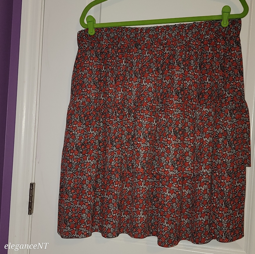 Lane Bryant 2 Layer Ruffle  Starry Red/Black/White Lined Skirt Sz: 14/16 NWT - Picture 2 of 10